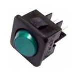 Interruttore luminoso tasto tondo I-0 di colore verde 22x26mm bipolare 16A - 4 faston corpo nero adattabile Saeco XF132V           