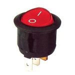 Interruttore tondo luminoso di colore rosso di diametro 20mm 10A 250V 3 faston 4,8mm XF396 