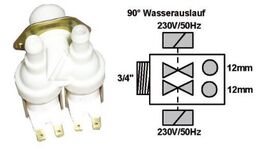 Elettrovalvola 2 Vie 90° 2x12mm per Lavatrice e Lavastoviglie - Compatibile 62AB010          