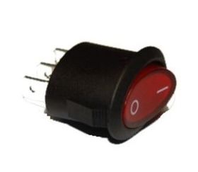 Interruttore 0-1 di colore rosso luminoso ovale 20,4X13,6mm 6A 250V 3 faston 4,8mm XF398            