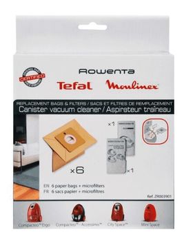 SACCHETTI PER ASPIRAPOLVERE ORIGINALE ROWENTA MODELLO COMPACTEO ERGO-ACCESIMO CITY SPACE E MINI SPACE ZR003901 ZR003901         