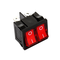 Interruttore doppio unipolare luminoso di colore rosso 10A 23X19mm 6 faston F181             