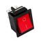 Interruttore bipolare luminoso rosso 250V 16A 4 faston DA 6,3mm 22x30 mm 220V corpo di colore nero **Universale** XF037/R 