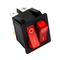 Doppio Interruttore 22x30 luminoso rosso 250V 16A 6 faston F029             